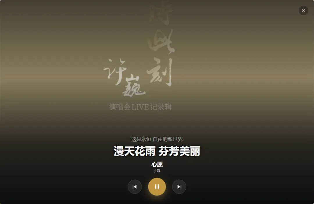 TPlayer 全屏歌词播放界面 - 深色主题